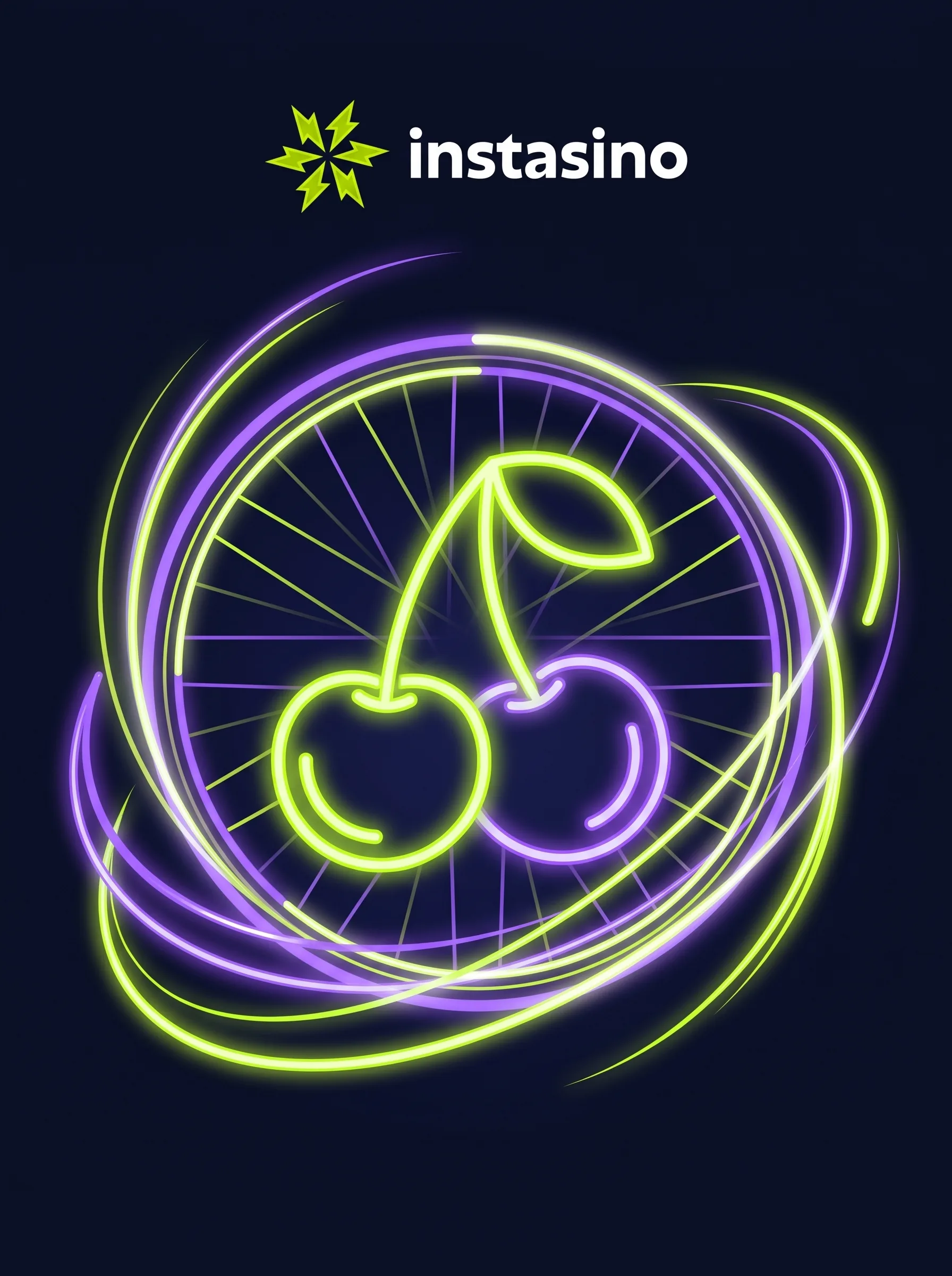 Instasino-slots met neonkersen en een verlicht wiel